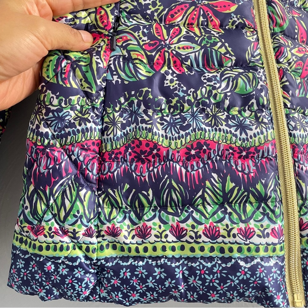 Lilly Pulitzer Lilah reversible quilted down zip jacket XXS collarless gorpcore - Picture 4 of 16
